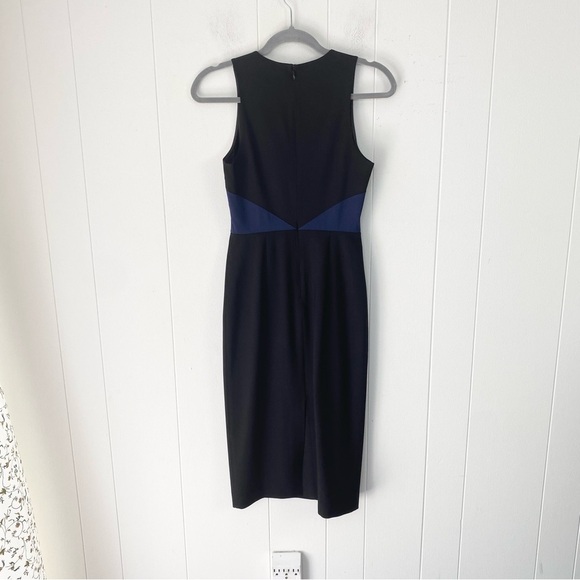 Diane von Furstenberg DVF Midi Dress Women’s 0 Black Blue Wool Sleeveless Sheath - Picture 2 of 16
